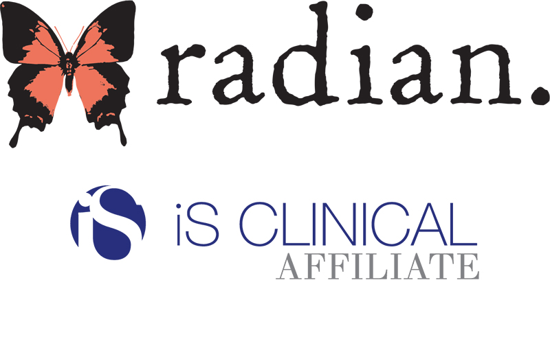 Radian Medical Spa and iS CLINICAL logos